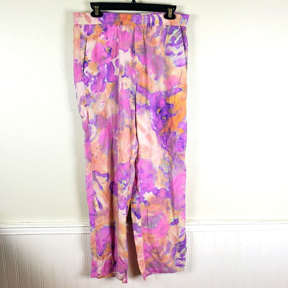 MSGM Mens 34 Multicolor Floral Print Pants Purple Pink Orange Made Italy NWT